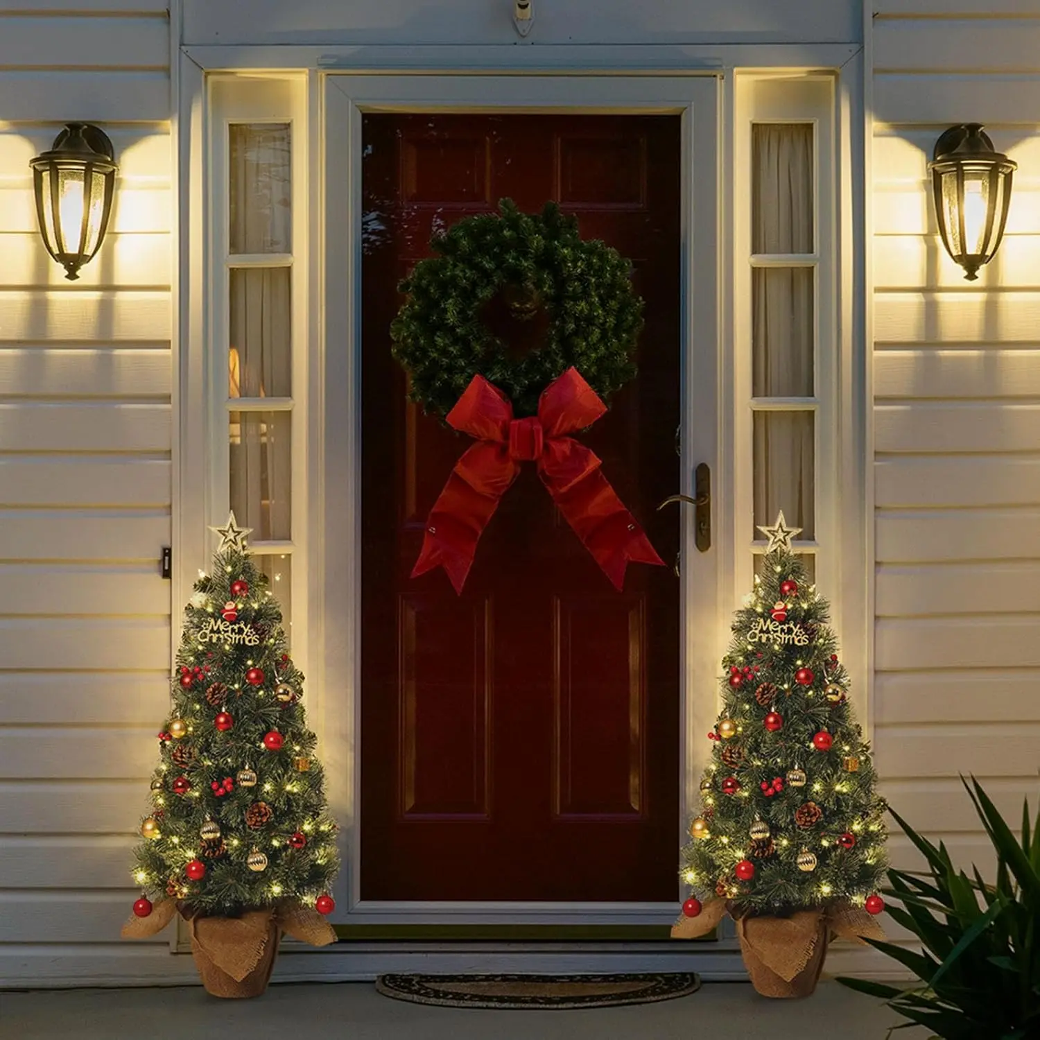 شجرة عيد الميلاد على سطح الطاولة بطول 2 قدم، شجرة عيد الميلاد المضاءة مسبقًا مع قاعدة حقيبة قماش، شجرة عيد الميلاد الصغيرة مع LED، شجرة عيد الميلاد الاصطناعية للمنزل ديسمبر