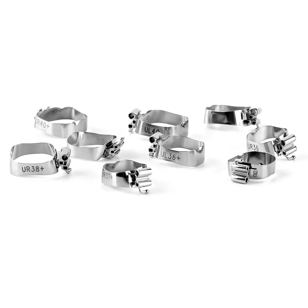 4 Stück/Packung AZDENT Dental Kieferorthopädische Bukkalröhrchen-Bänder, Dreifachröhrchen für 1. Molaren, Roth.022 U3/L2 Größe 35 # -40 # Konvertierbar – Detail 3