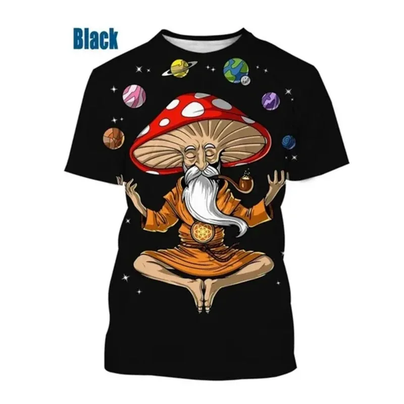 

Mushroom 3D Printing Men T-Shirt Summer Plant Pattern O-Neck Tee Top cartoon Casual High Quality Unisex Short Sleeve