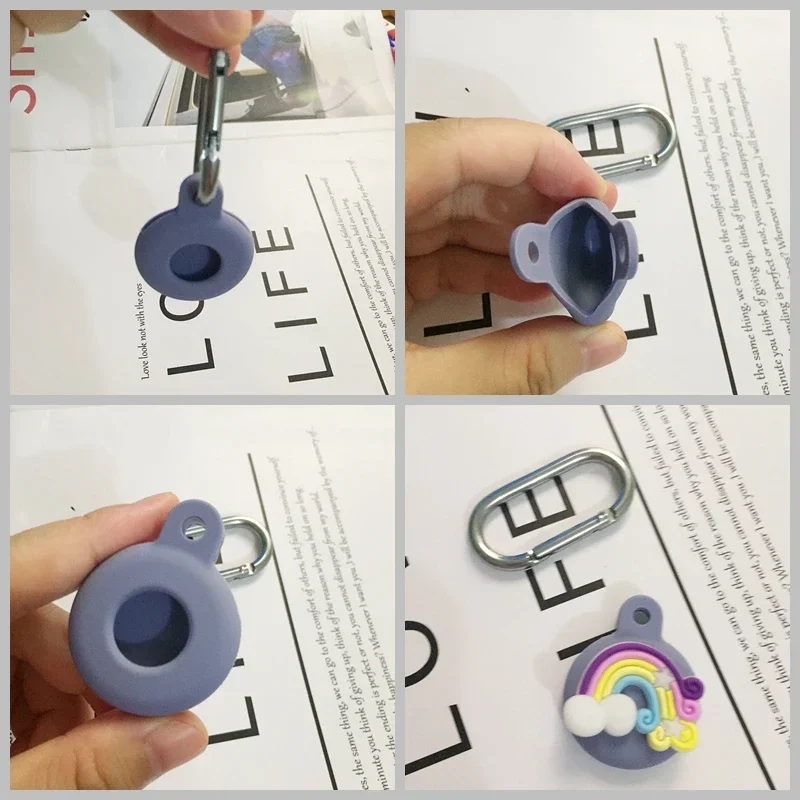 에어태그 커버 귀여운 한국 재미있는 개 만화 실리콘 보호 분실 방지 보호 케이스, 에어 태그 로케이터 트래커 커버