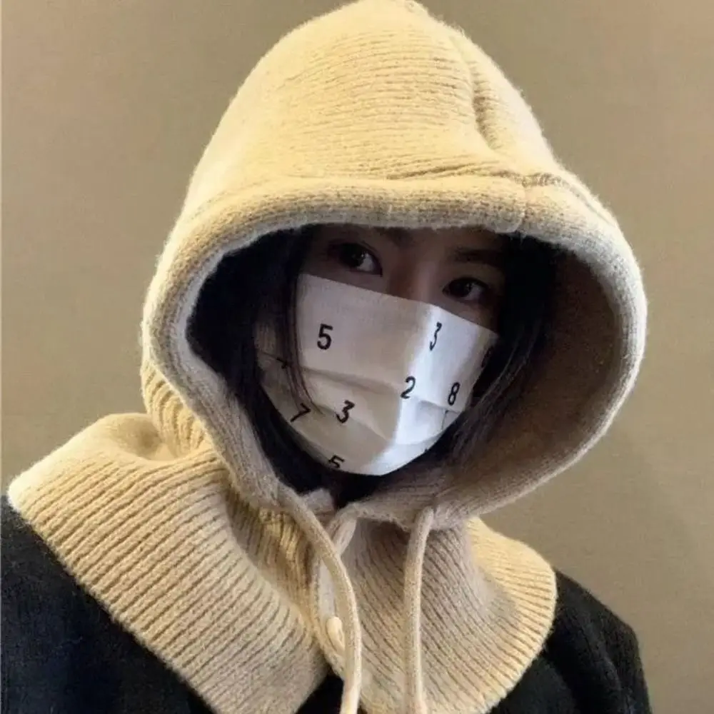 لطيف السترة قبعة بالاكلافا قبعة قبعة سميكة محبوك قبعة بسيطة حماية الأذن قبعة دافئة