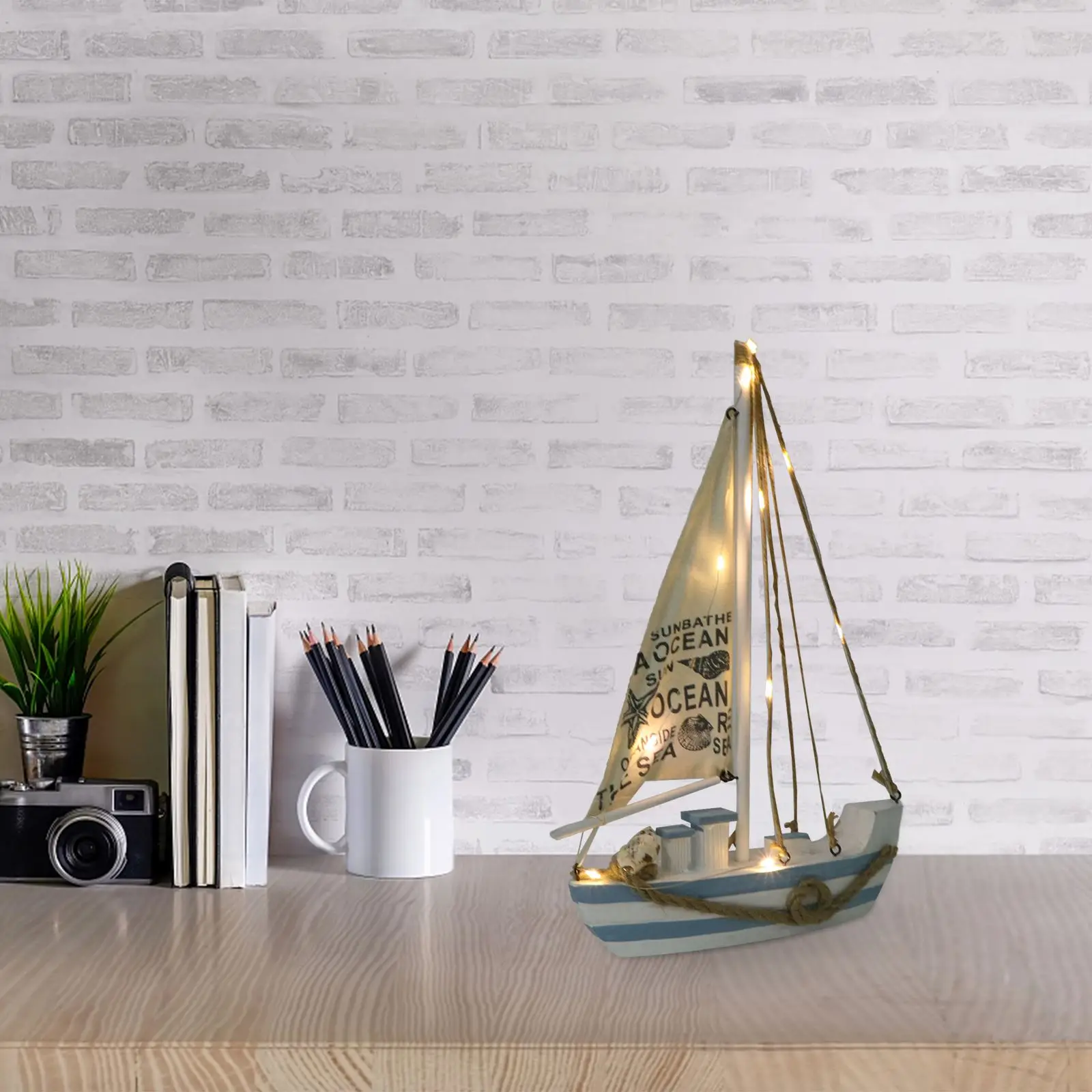 Sea Boat Toy Wooden Sailboat Model Ship Figurines Sea Decor Ship Decor Tabletop Sailboat Decor Sailor Gift