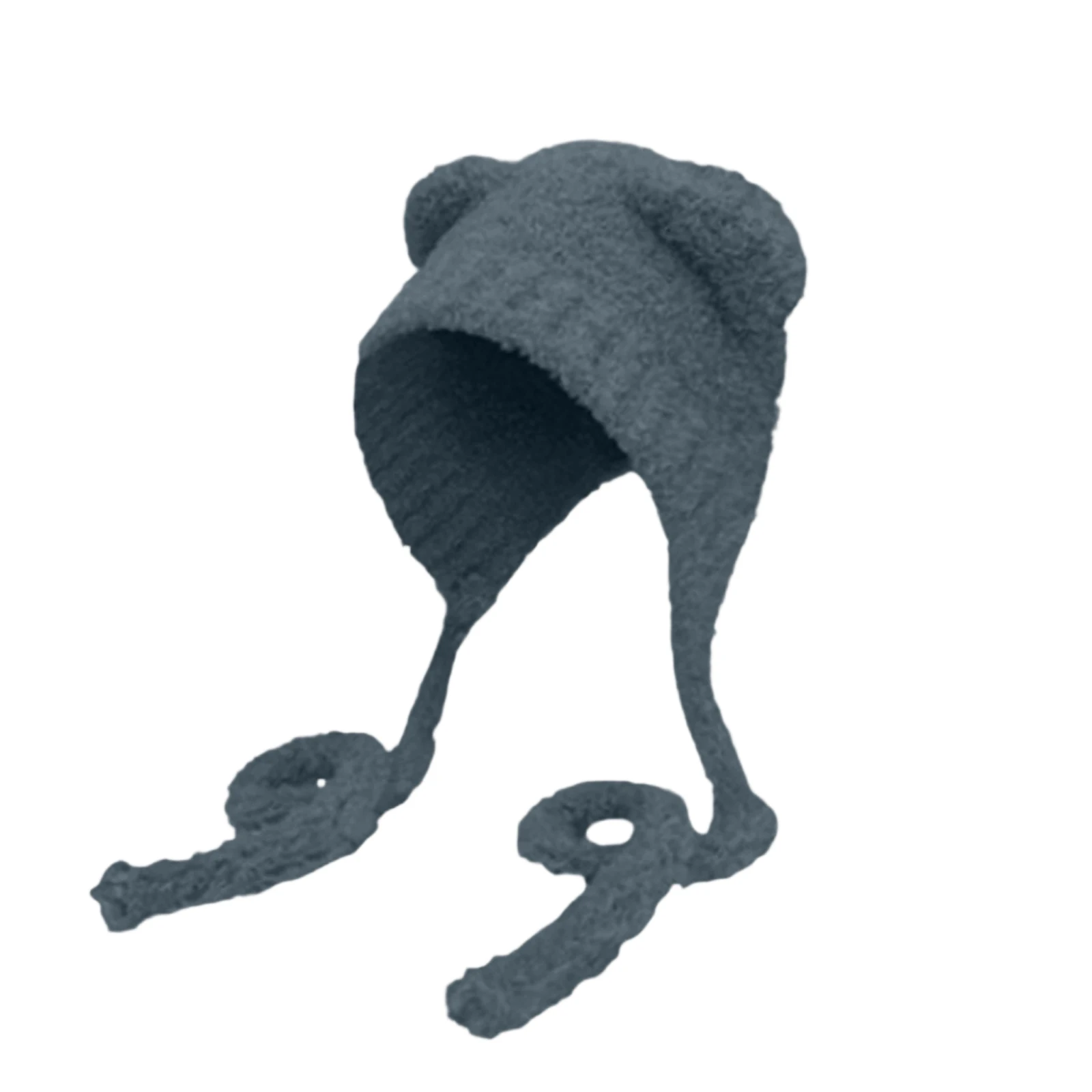 หมวกไหมพรมผู้หญิงแบบมีที่ปิดหู ป้องกันความหนาว ผลิตในเกาหลี หมวกไหมพรมนุ่ม อุ่น สำหรับฤดูหนาว หมวกบีนนี่ถักน่ารัก ลายหูหมี หมวกไหมพรมขนสัตว์ อุ่นสบาย หมวกถักแบบผูกเชือก