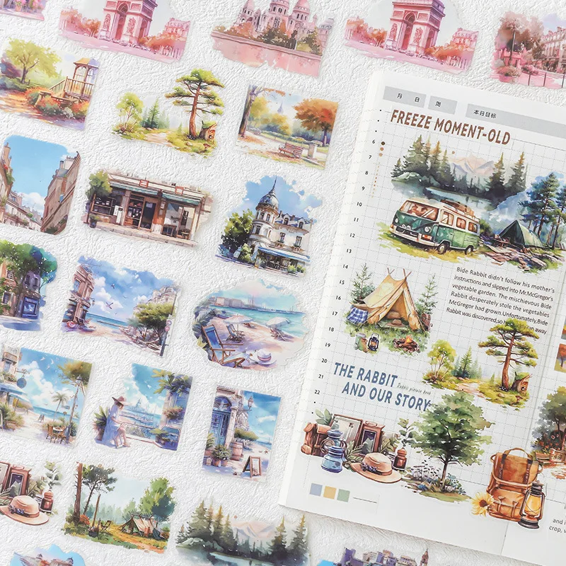 Beginning of Travel Series Vintage Landscaping PET Sticker Creative DIY Journal Material Collage Stationery