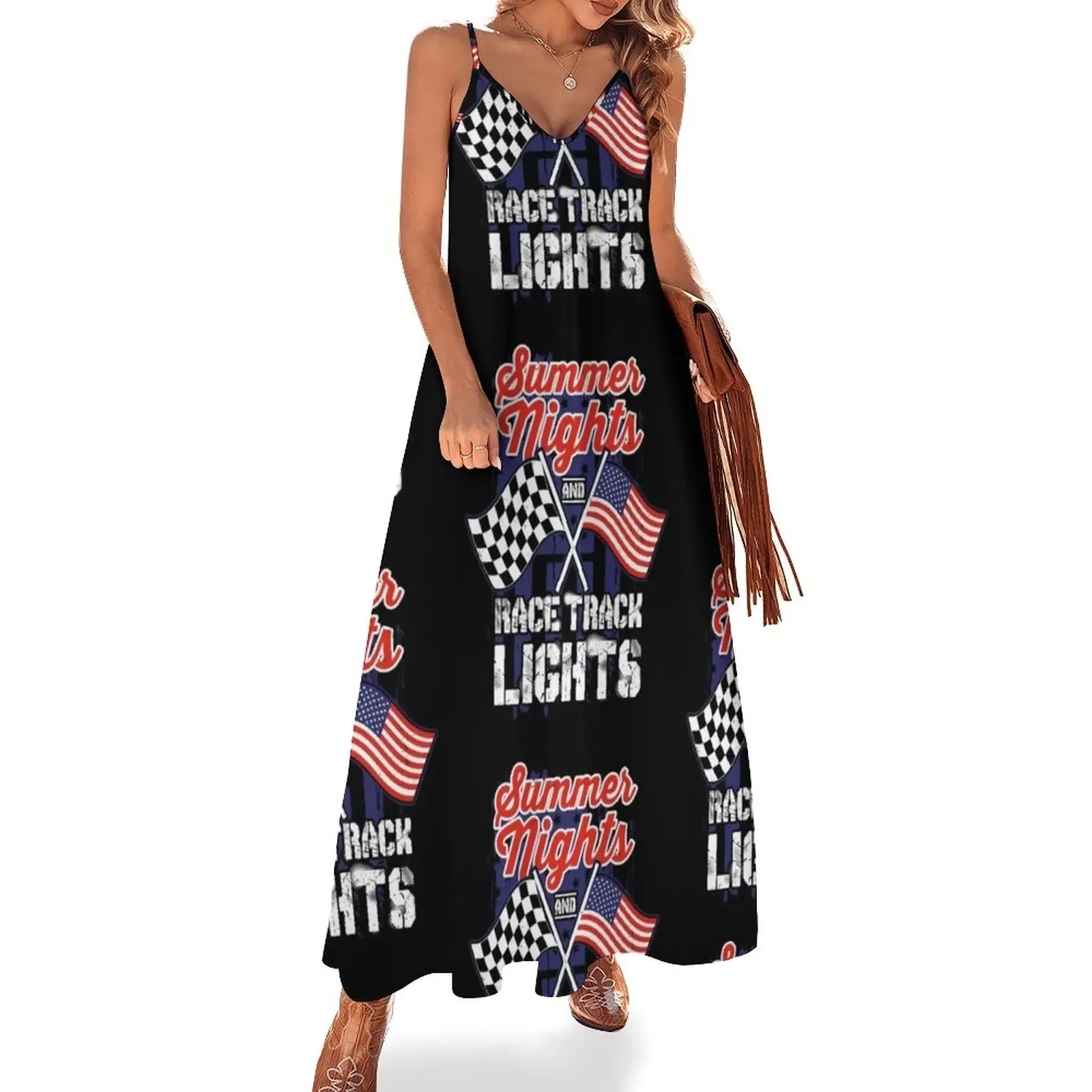 

Racing Summer Nights Race Track Lights Flags Gift Sleeveless Dress women's evening dresses women's summer dress 2024