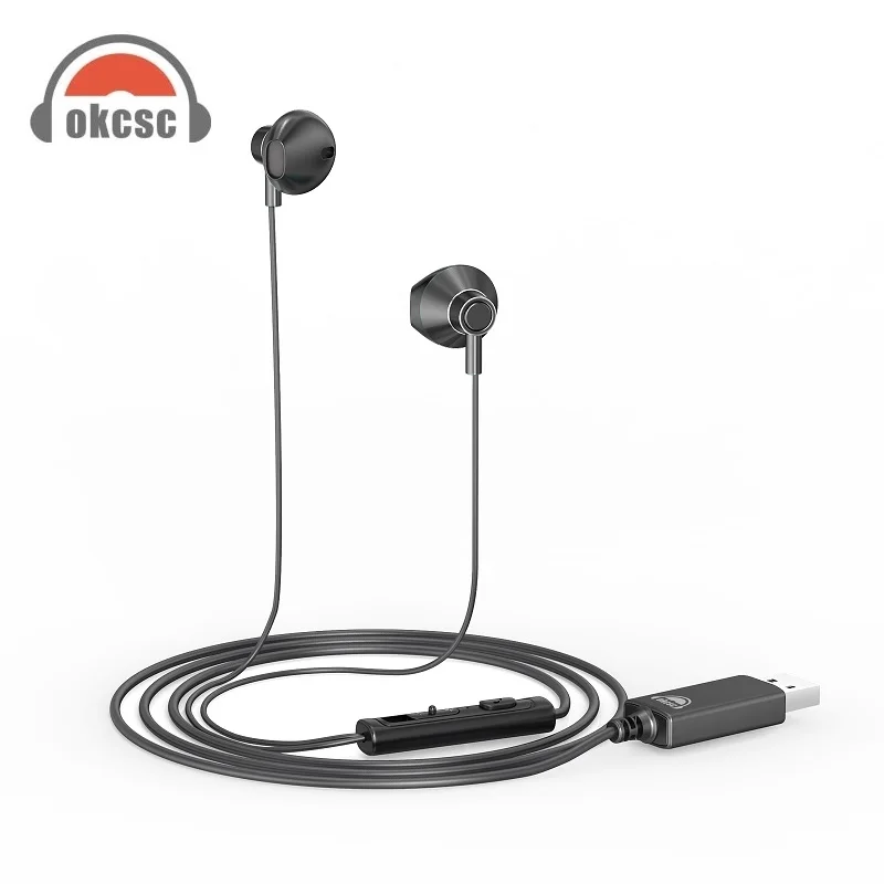 

OKCSC U200 USB Computer Headset For PC Wired Earphones with Microphone for Laptop Desktop Office Live Stream Online Meeting 2m