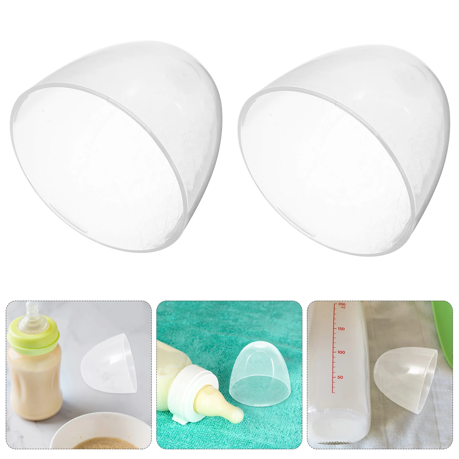 

4pcs Reusable Baby Bottle Caps Leak-Proof Replacement Lids For Milk Feeder Clear Plastic Feeding Bottle Tops Lightweight