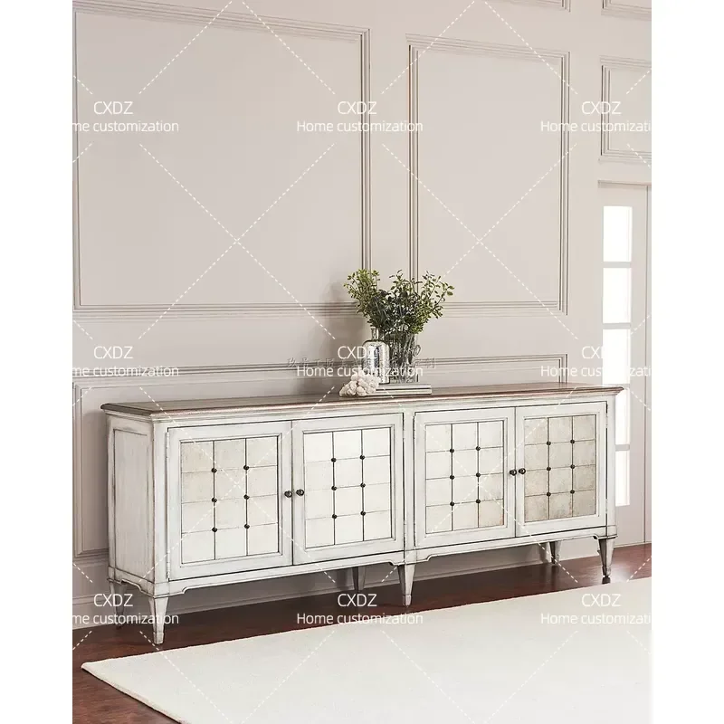 Neoclassical Simple Solid Wood Living Room TV Cabinet Audio Visual Storage Locker Custom Furniture