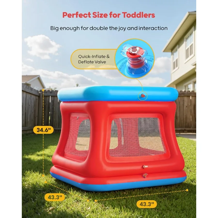 Maison de rebond gonflable 3 en 1 pour les tout-petits âgés de 1 à 3 ans avec fosse à balles et trampoline Caractéristiques de videur à bulles intérieur et extérieur sûr avec