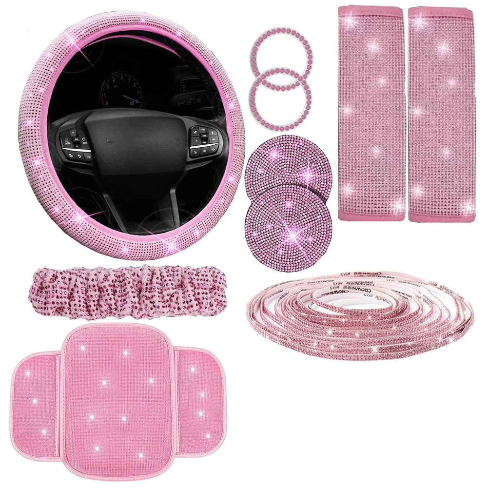 

Car Interior Upgrade White, Pink Car Accessories Accessory Set Car Design Kit Comfort Grip Cover Creative Accent Tools