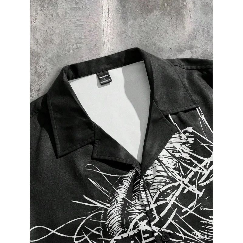 Summer streetwear for men, men's digital-print loose-fit short-sleeved shirt, 3D Jesus full-body print