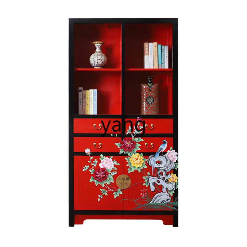 

LM New Chinese Style Solid Wood Bookcase Storage Bogu Crafts Tea Bookshelf