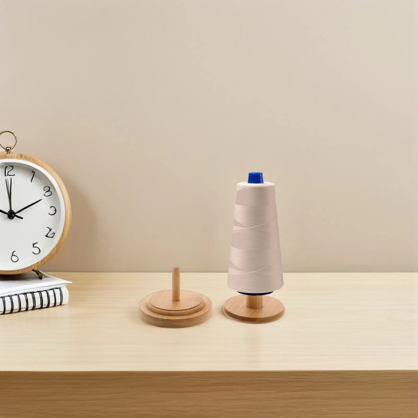 

1Set Elegant Wooden Yarn Holder Stand Rotating Spool Organizer Minimalist Design for Efficient Yarn Management in Crafts