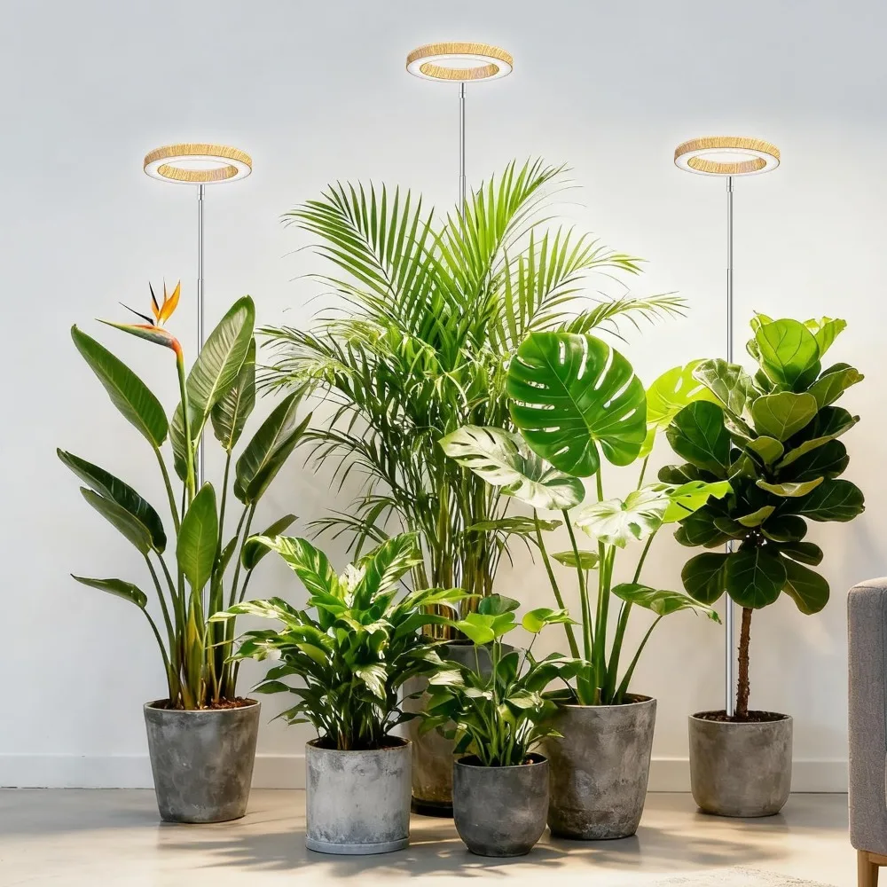 

Светодиодный светильник полного спектра для выращивания растений с таймером, регулируемой высотой, 3 цветовых режимами и 5 уровнями яркости для комнатных растений (3 шт.)