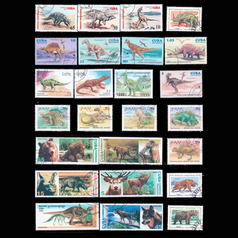 50 PCS / Lot Prehistoric Animal Dinosaur No Repeat  Unused With Post Mark Collection Postage Stamp Collecting