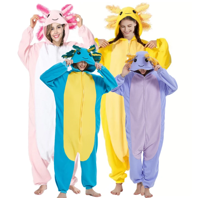 Adult animal costume pink salamander animal pajamas black one-piece pajamas girl Anime Birthday Gift Role Play Kigurumi costume