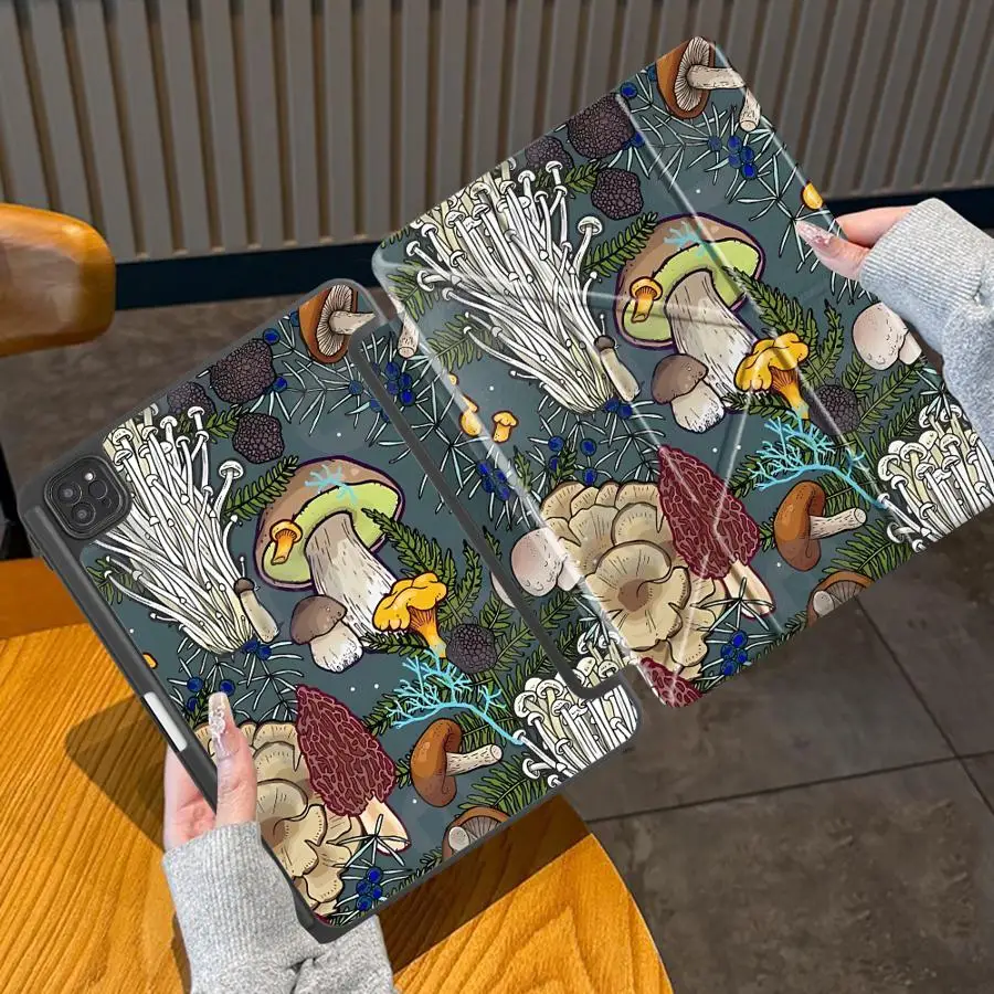 Vintage Mushroom Print Holder Cover Tablet Case For iPad Pro 2025 Mini 6 7 Pro 11th 10th 9th 8th 7th 12.9inch Air 4 5 M3 M2 1 2