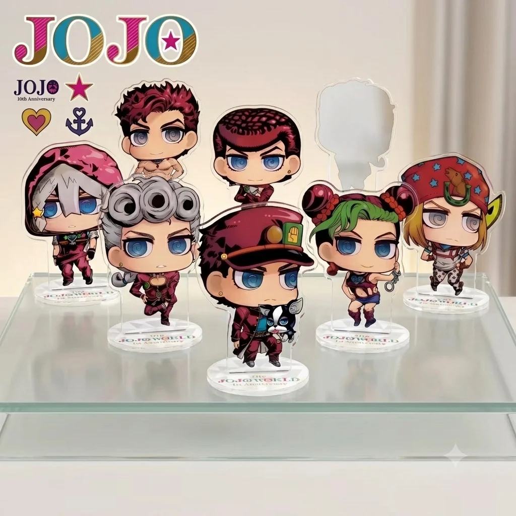 Cute JoJo Bizarre Adventure Acrylic Stand Keychain Q Version Mini Custom Jotaro Giorno Jolyne Anime Decor Gift