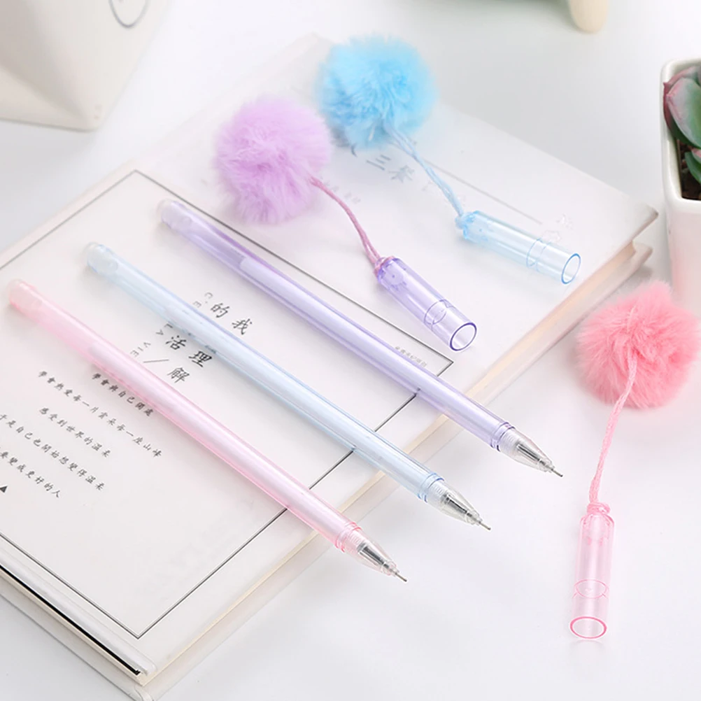 

10 pcs With Pendant Cute Cartoon Writing For Kids Students Plastic Gel Pens Smooth Ball Design Plastic Ink Pens