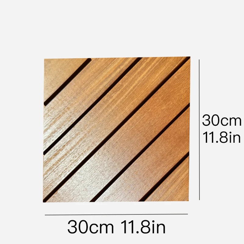 بلاط خارجي من خشب الساج ، مقاوم للماء والتتعفن ، سهل التركيب للحديقة والشرفة ، 11 روض