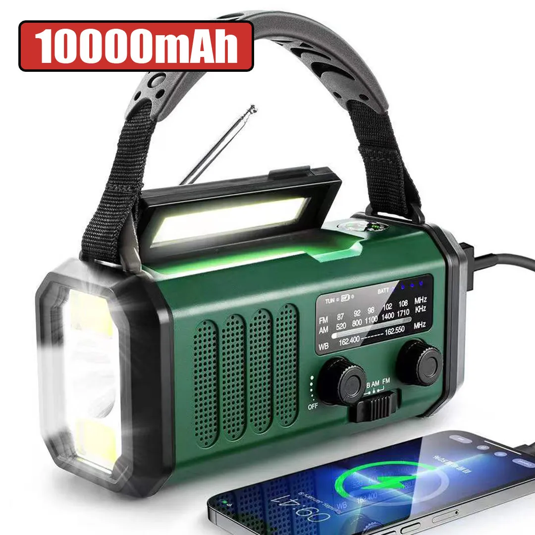 New Solar Hand Radio 10000mAh Emergency Mobile Phone Charging Reading Light Earthquake Disaster Flashlight