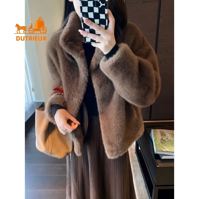 New Winter Coat for Women, Best Quality, Elegant and Generous Stand-up Collar Silhouette Real Fur Coat Jacket Warm Temperament