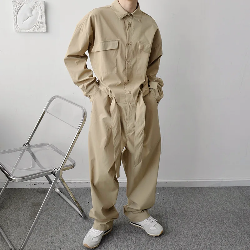 2023 New Niche Loose Large Pocket Jumpsuit for Men and Women's Japanese American Work Clothes