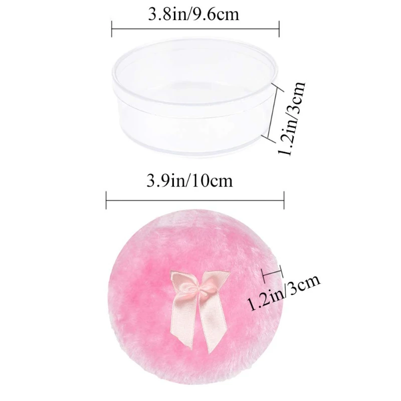 4 Inch Large Fluffy Powder Puff for Body Transparent Plastic Bag Sealed Round Powder Loose Puff with Ribbon Bow Drop Shipping