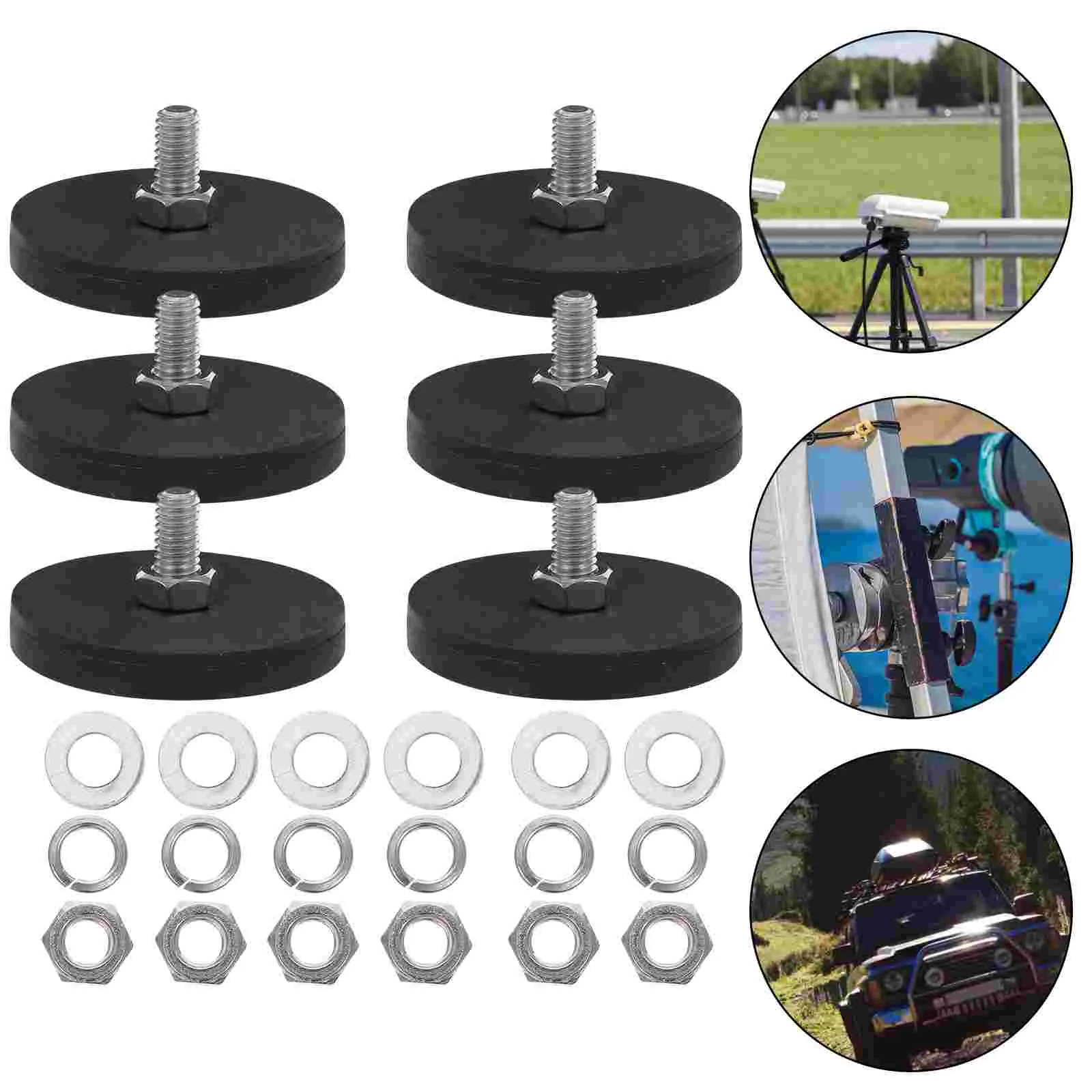 

6 Pcs Rubber Coated Magnet Phone Car Mount Magnetic Magnets for with Adhesive Mounting Stud Base Round License Plate Camera