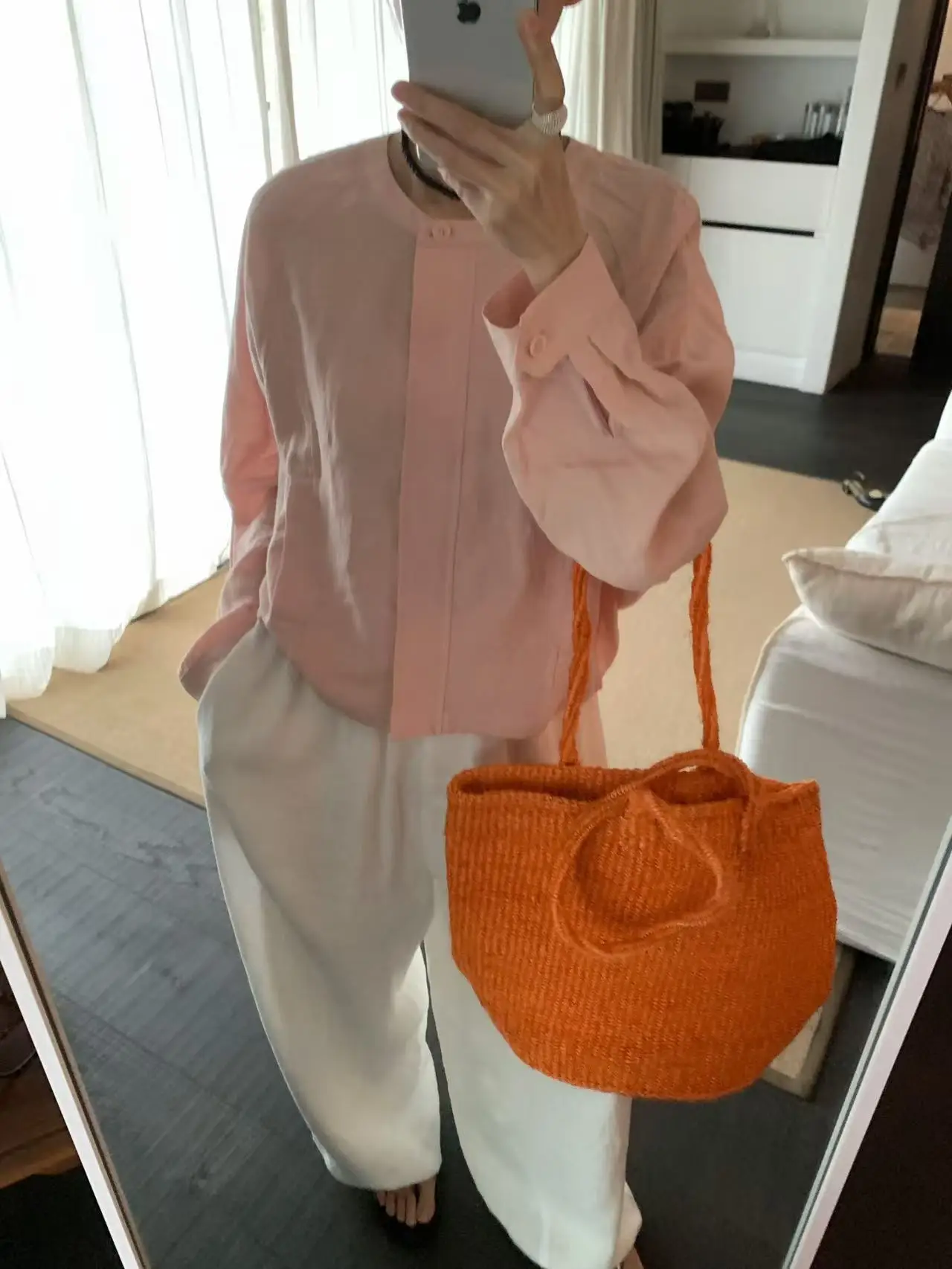 

Lilian Abouoon mat Sle Women's Comfortable Breathable Linen irt Jaet Casual Straight Cut Long Sve round Ne