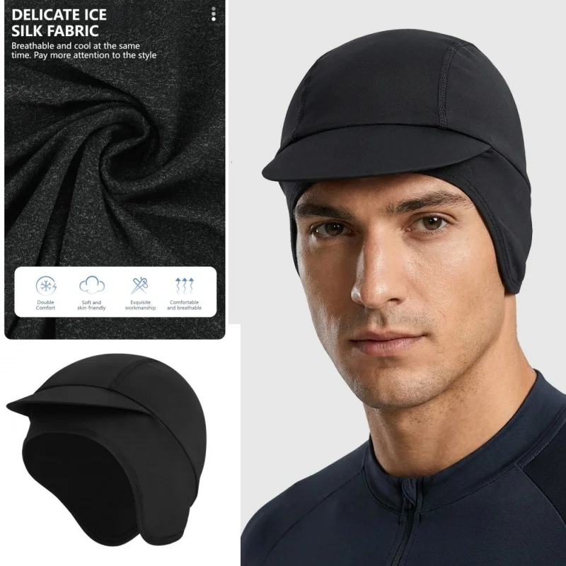 

Men Ice Silk Quick Dry Sports Running Sunhat Cycling Under Helmet Liner Caps An-ti UV Fishing Hiking Hat Summer Beanie Skull Cap