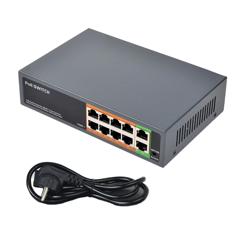 Wysokowydajne 10-portowe przełączanie PoE Ethernet portami PoE+ i 2 portami Uplink