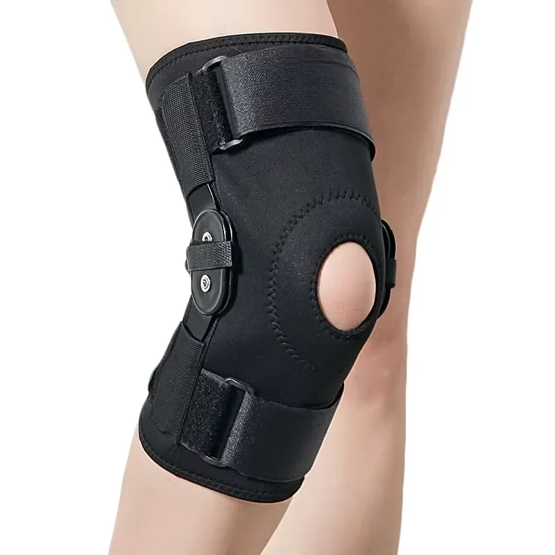 Heavy Duty Hinged Knee Pads with Reinforced Steel Plate - Adjustable Support for ACL Recovery and Sports Protection