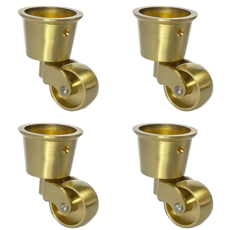 4PCS Solid Brass Wheels Universal Swivel Furniture Casters Table Chair Sofa Piano Foot Rollers Flexible Rotation Pulleys Runners