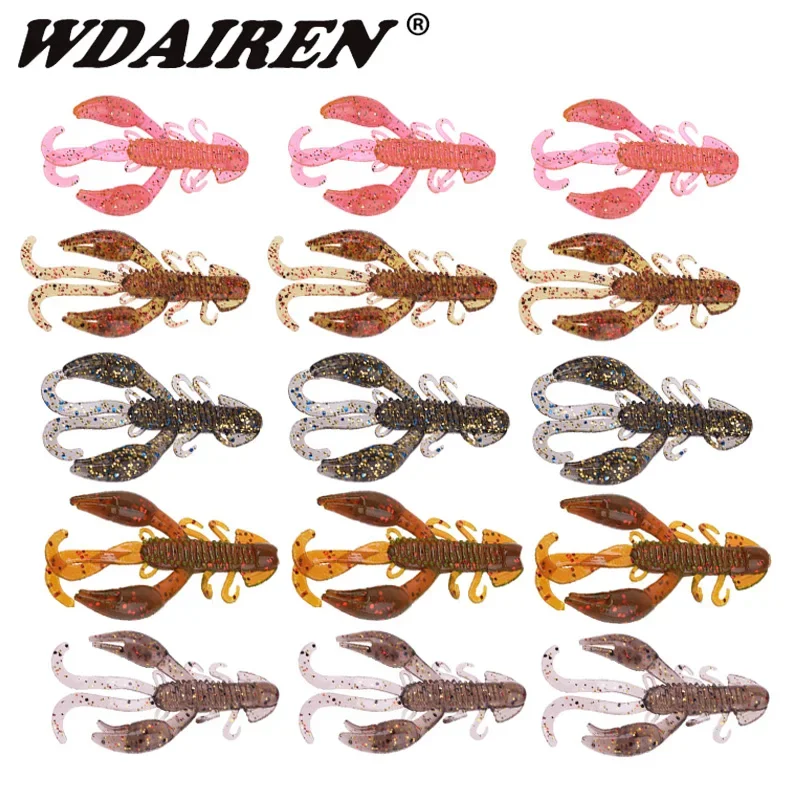 20 Pcs Shrimp Smell Silicone Soft Bait 5cm 2g Worm Lobster Fishing Lure Lizards Float Jig Wobbler Swivel Twintails Fishing Bait