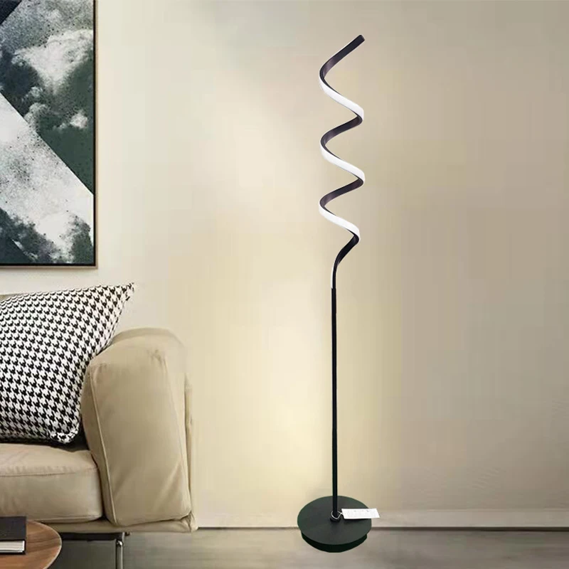 

Modern LED Strip Floor Lamp Minimalist Bedroom Bedside Black White Floor Lights Living Room Sofa Study Reading Lights Fixtures