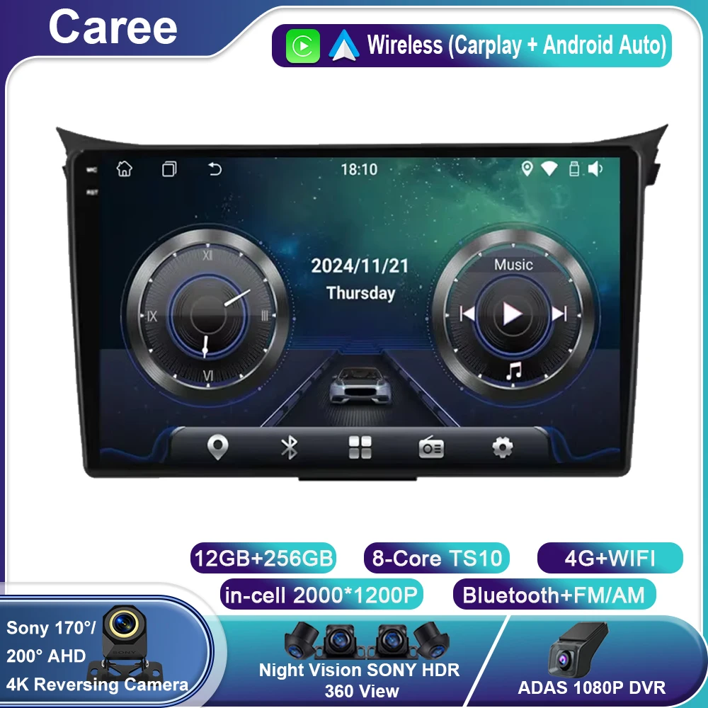 

Android 14 Carplay Auto For Hyundai I30 Elantra GT 2012 2013 2014 2015 2016 2017 Car Radio Stereo Video Multimedia GPS Player BT