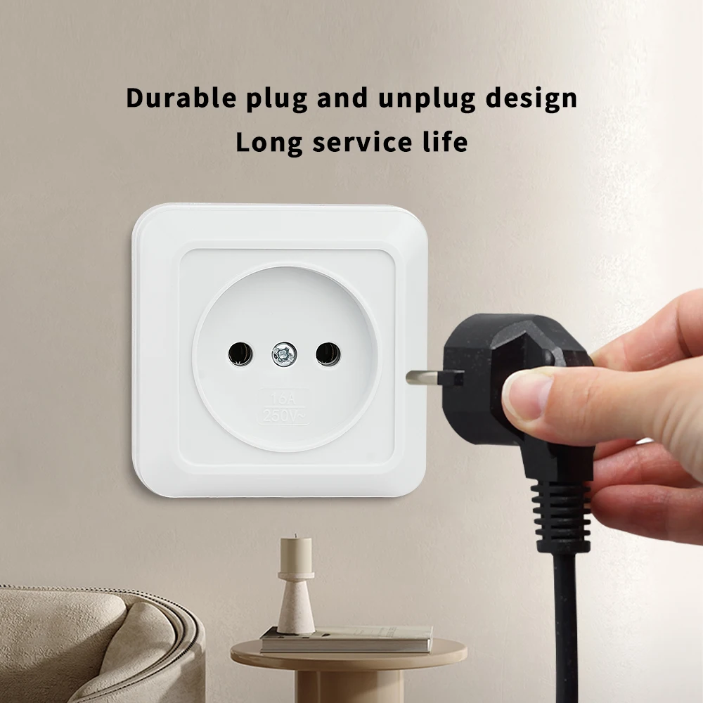 White Plugs Socket Flame Retardant Not Ground Classic Wall Surface Paint Plastic EU Standard Electrical Outlets 250V Surface