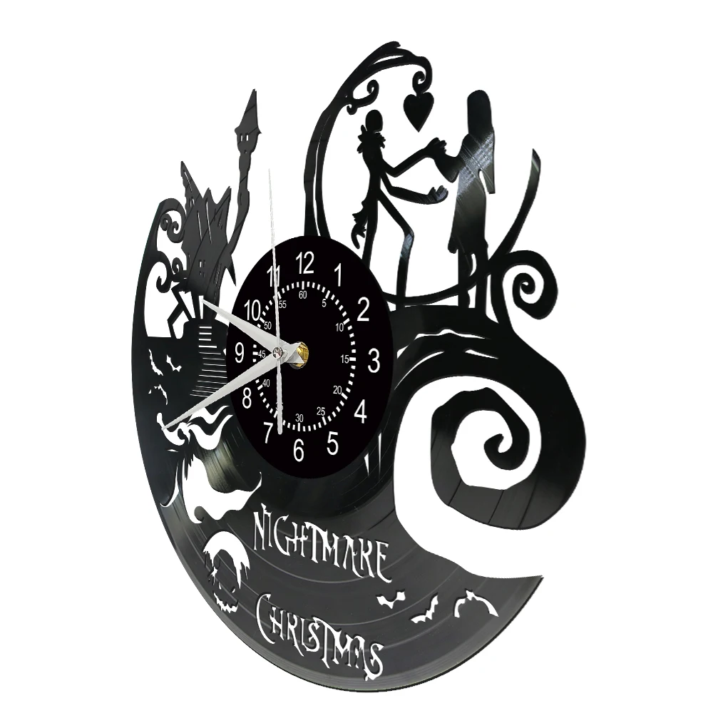 Halloween Nightmare Christmas Vinyl Record Wall Clock Retro Music Album Laser Cut Longplay Silent Quartz Clock Home Decor Watch