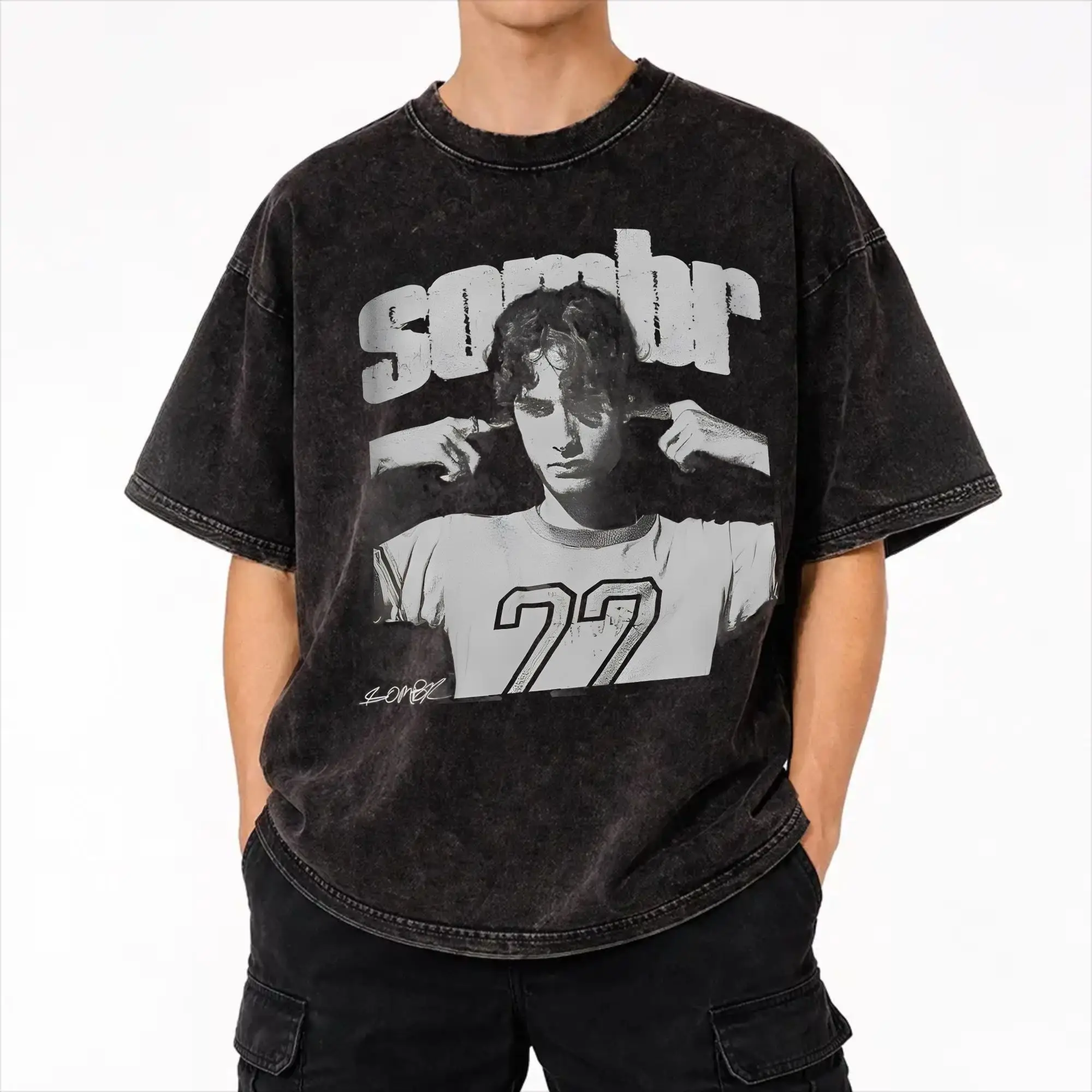 Harajuku Washed Shirts Sombr Youare The Reason World Tour 2026-2027 Apparel Vintage T Shirt Harajuku  Streetwear Short Sleeve