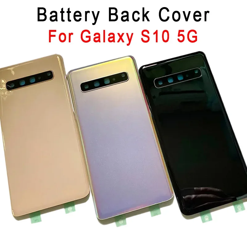 

For Samsung Galaxy S10 5G SM-G977B g977f battery back cover rear 3D glass panel housing case adhesive camera lens replace