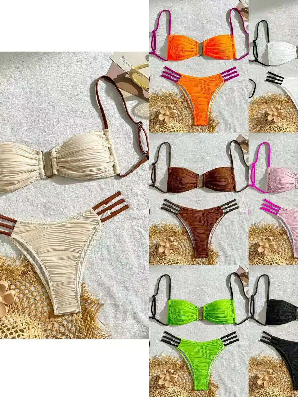 

Новый купальник-бикини 2026 года с завязками, сексуальный, разноцветный, пляжный, термостойкий, с дизайнерскими бретелями, для любителей плавания и фитнеса