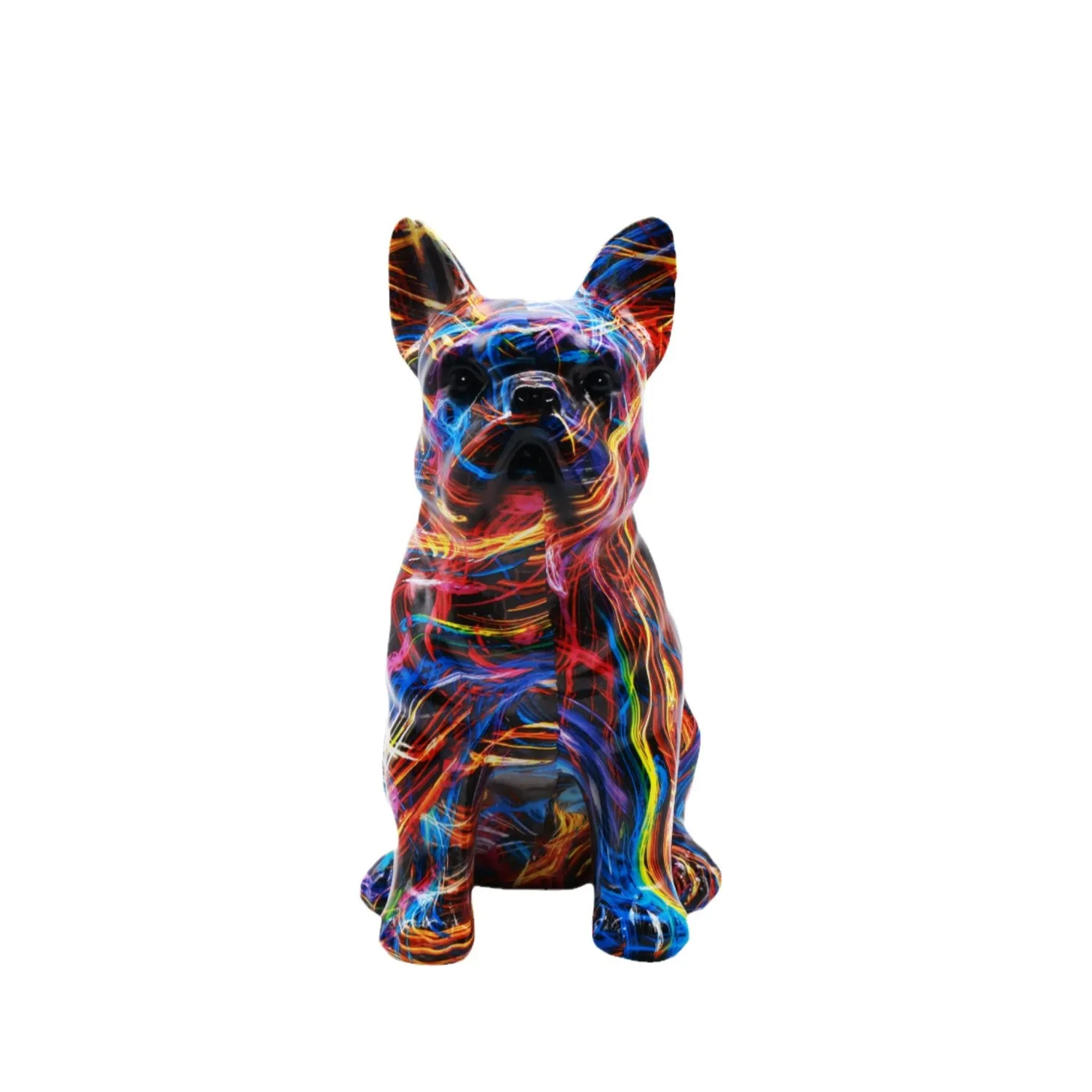 Colorful Graffiti French Bulldog Statue Resin Pet Dog Figurine Nordic Home Office Desktop Animal Decor Ornaments