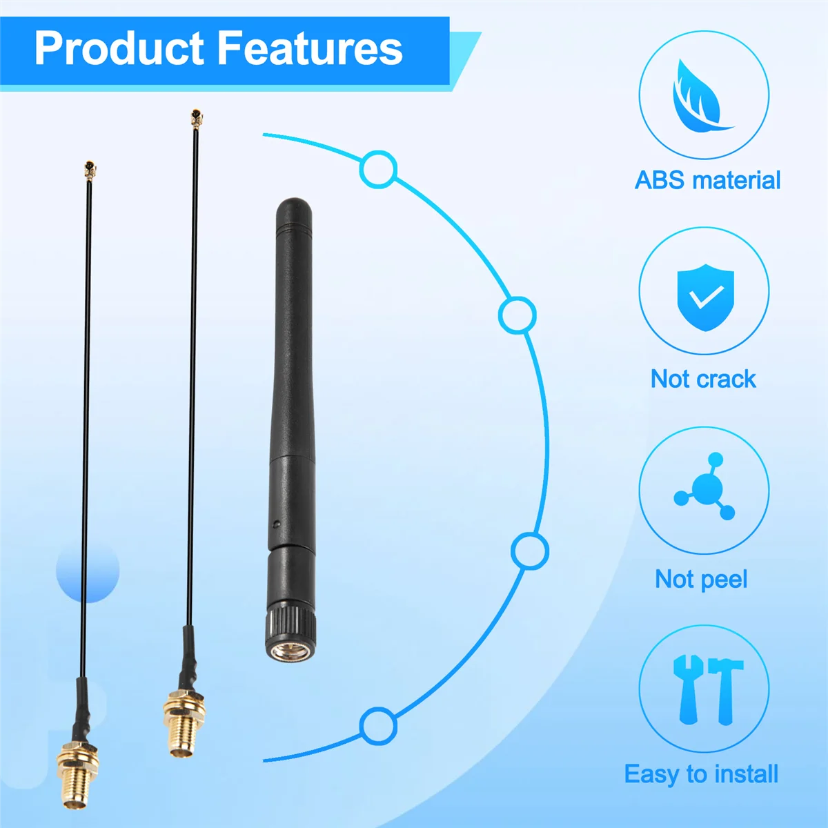 2PCS/Lot 2.4GHz 3DBi WiFi 2.4G Antenna Aerial RP-SMA Male Wireless Router+PCI U.FL IPX to RP SMA Male Pigtail Cable