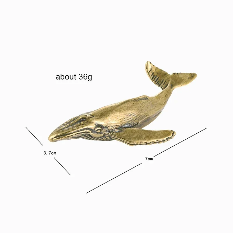 2026 Solid Brass Whale Figurines Vintage Sea Animal Small Statue Desktop Office Decor Crafts Accessories Ornaments Child Gift