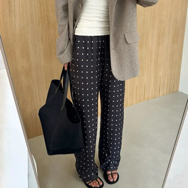 

2026 Autumn and Winter New Loose and Comfortable Polka dot long Straight Pants design Temperament Fashion Casual Commuting