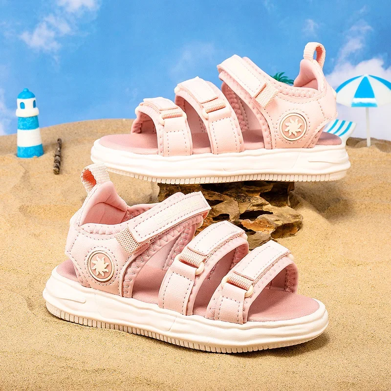 Sandálias infantis de uma linha antiderrapante, sapatos de praia, fundo macio, meninos e meninas, novo, verão, 2022