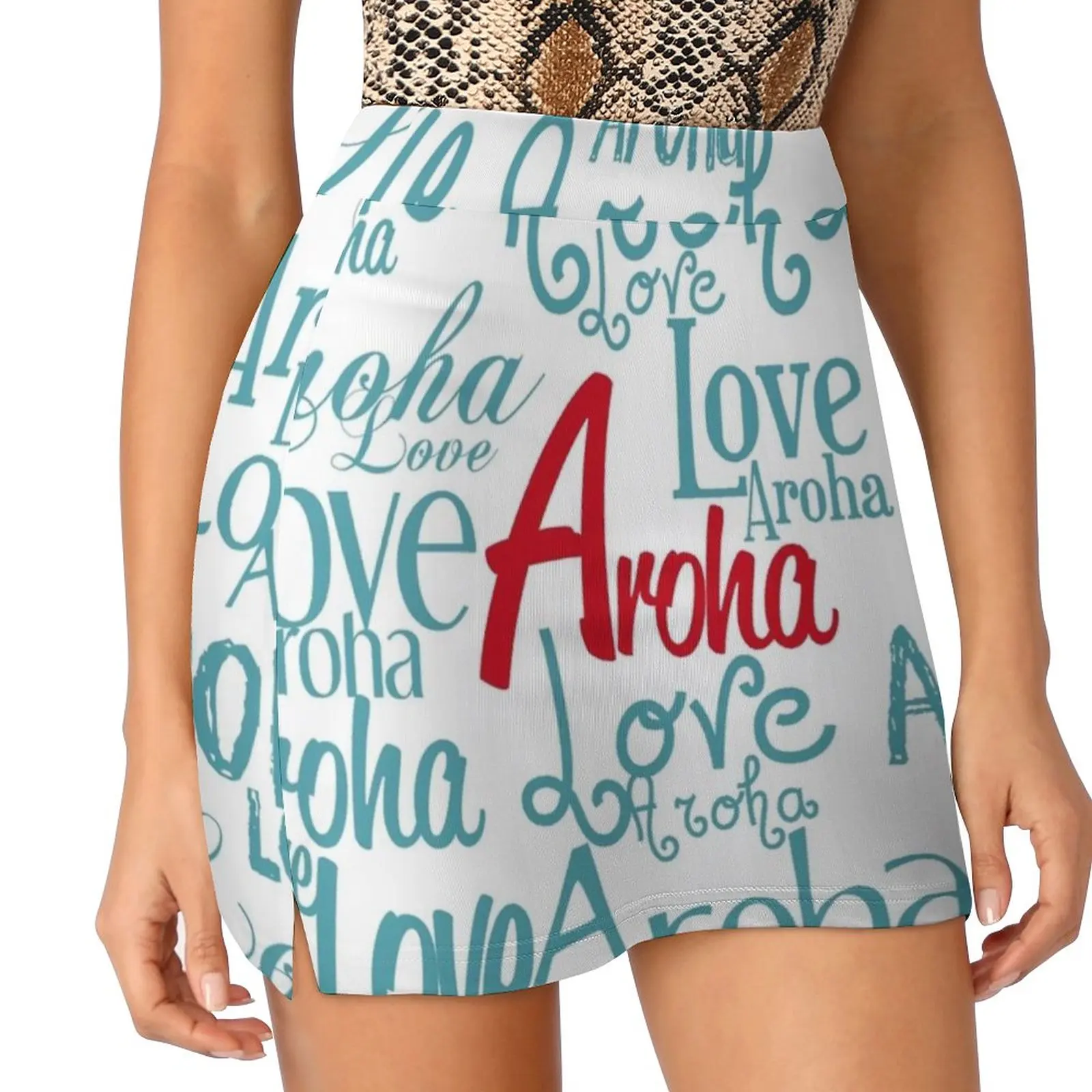 Aroha Women's skirt Aesthetic skirts New Fashion Short Skirts Aroha Love Red Blue Turquoise Maori Te Reo Language Travel