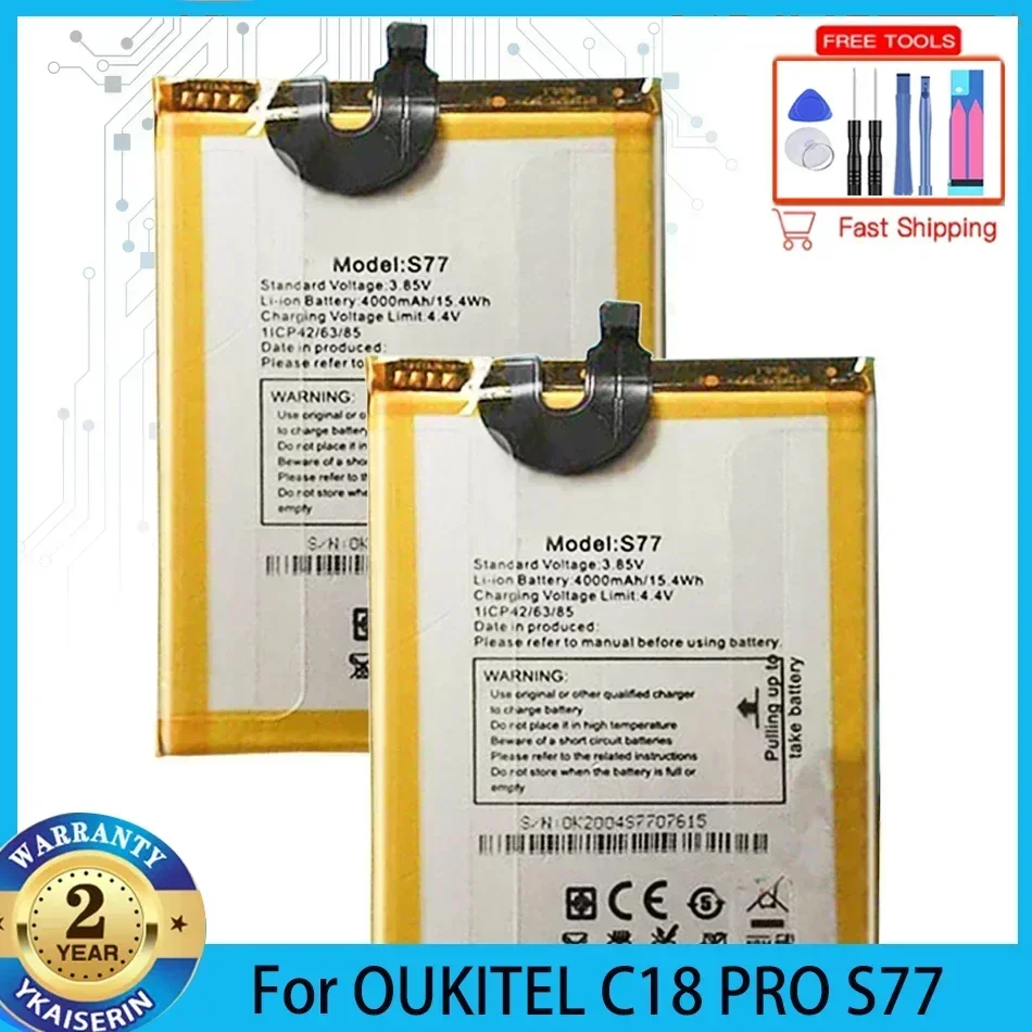 C18 Pro 4000mAh Replacement Mobile Phone Battery for OUKITEL C18pro S77 Rechargeable High Quality Smartphon Batteries Warranty