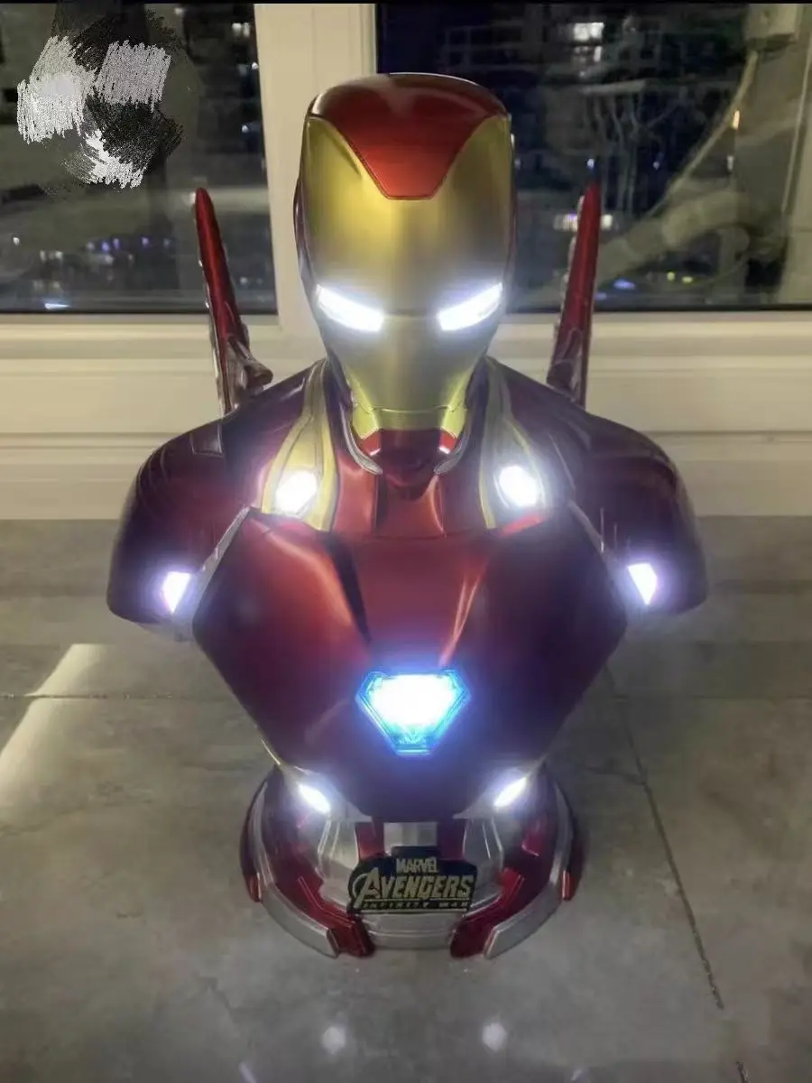 40cm The Avengers Movie Figure MK50 Iron Man Peripheral Resin Model Glow Statue Desktop Decoration Ornaments Birthday Gifts Toys